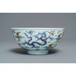 A Chinese doucai 'dragon' bowl, Chenghua mark, Kangxi