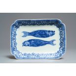 A Chinese blue and white 'double herring' dish for the Dutch market, Qianlong