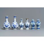 Three pairs of Chinese blue and white vases, Kangxi