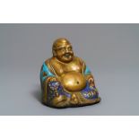 A Chinese champlevŽ enamelled copper figure of Buddha, Qianlong