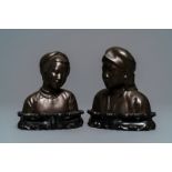 A pair of Chinese bronze 'Cultural Revolution' busts, 3rd quarter of the 20th C.