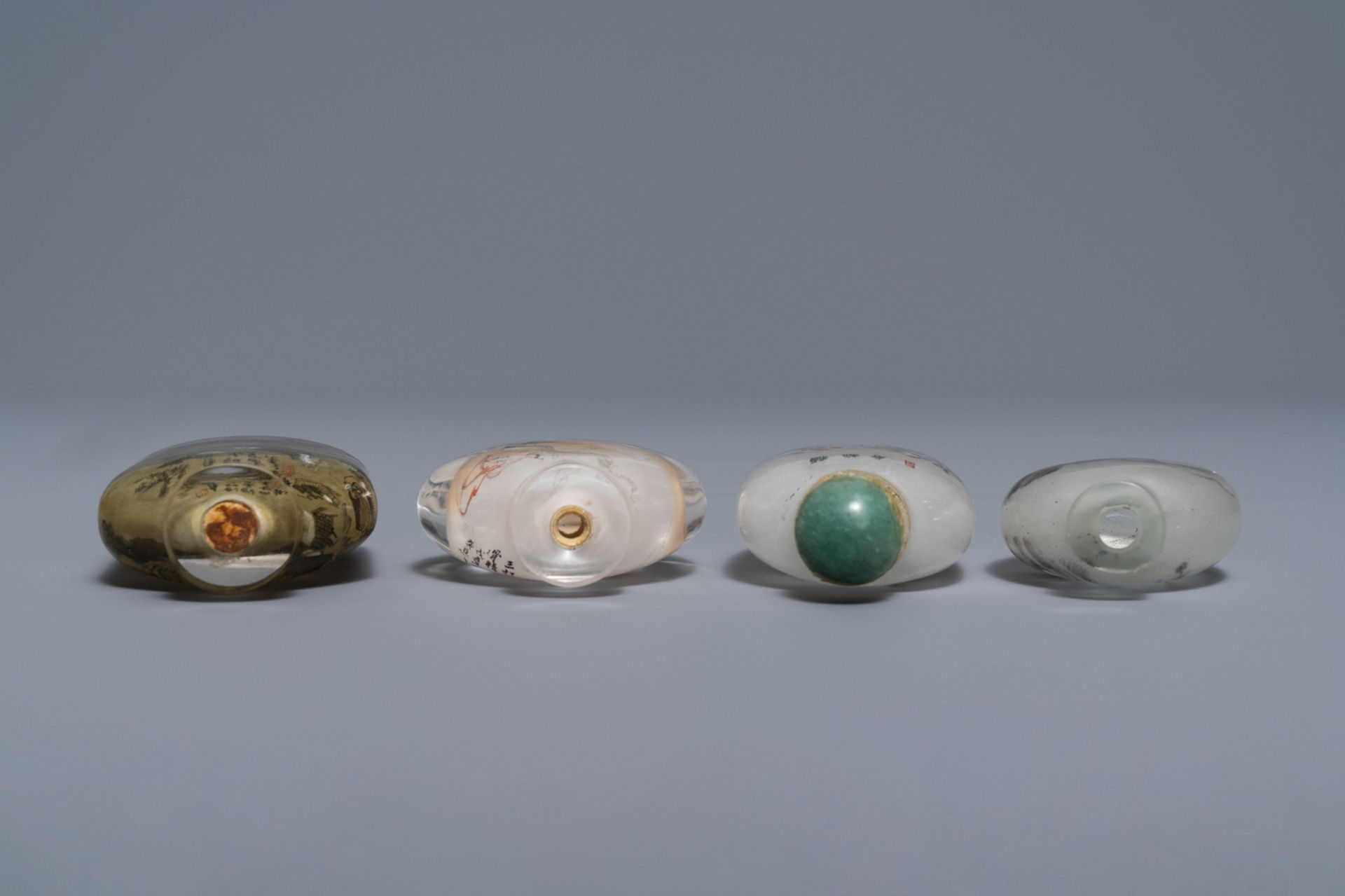 Four Chinese reverse-painted glass snuff bottles, 19/20th C. - Image 3 of 4