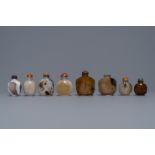 Eight Chinese agate snuff bottles, 19/20th C.