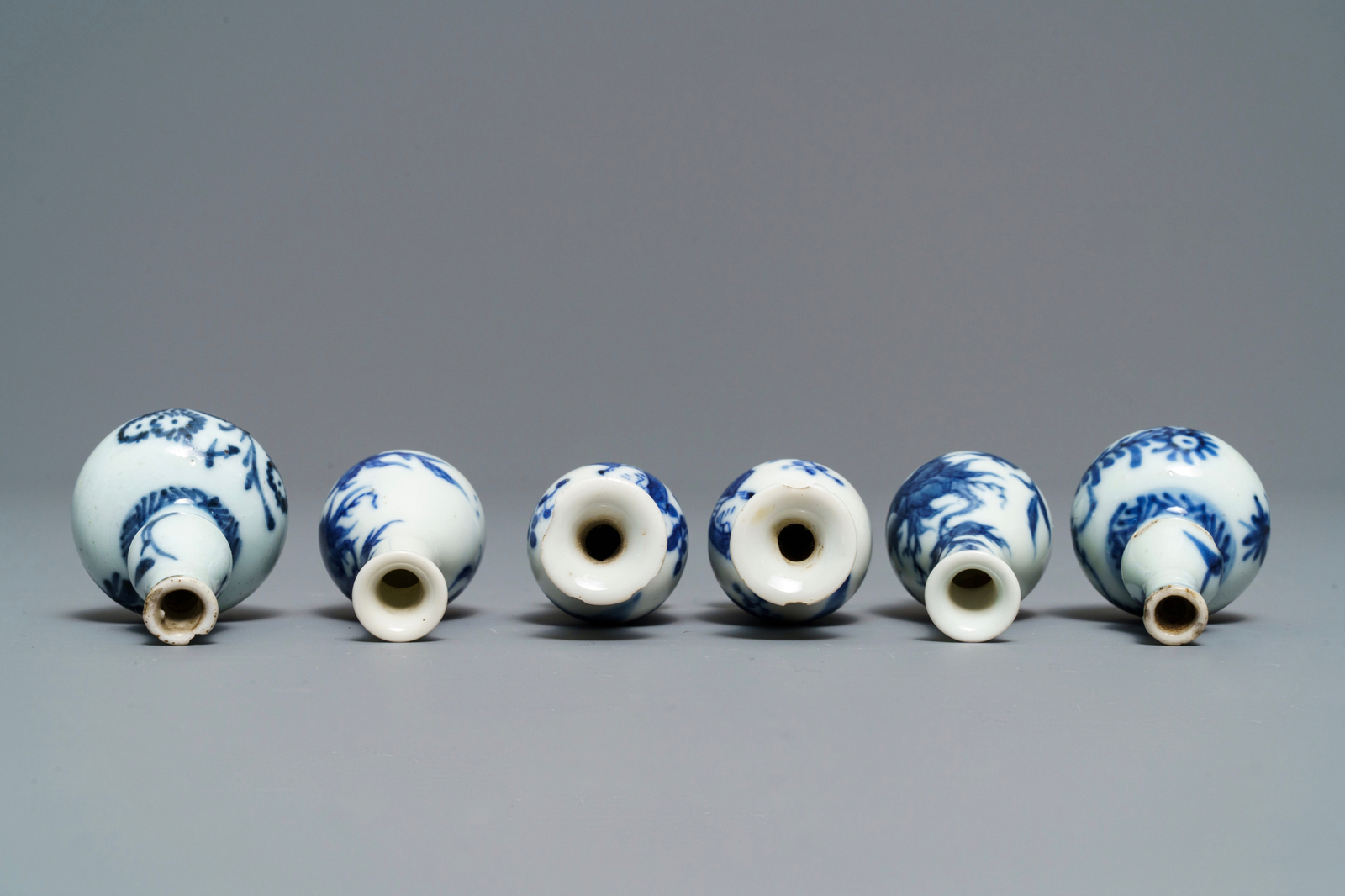 Nine Chinese blue & white miniature vases, 'Amsterdams bont' teapot and a milk jug, Kangxi & later - Image 8 of 15