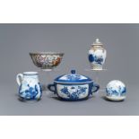 A varied collection of Chinese blue and white and famille rose wares, Kangxi and later