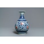 A Chinese blue, white and underglaze red yuhuchunping vase, Qianlong