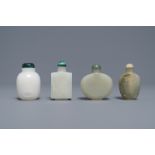 Four Chinese white and celadon jade snuff bottles, 19/20th C.