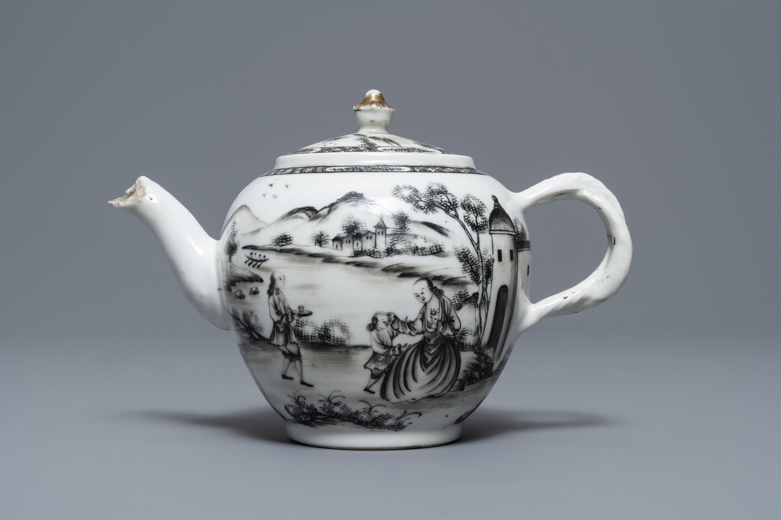An 11-piece Chinese 'European subject' tea service, Qianlong - Image 2 of 16