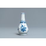 A small Chinese blue and white vase with fruits and calligraphy, Transitional period