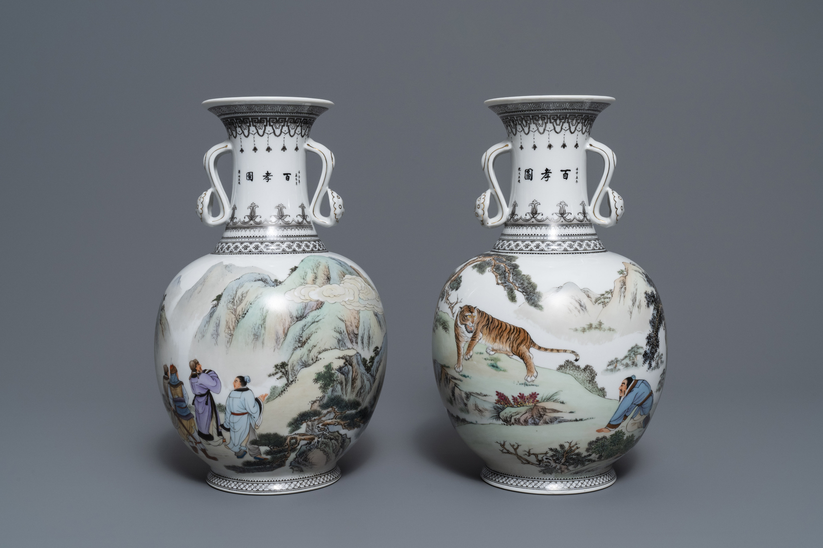 Two fine Chinese ruyi-handled vases, 2nd half 20th C.