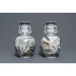 Two fine Chinese ruyi-handled vases, 2nd half 20th C.
