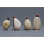 Four Chinese russet jade snuff bottles, 19/20th C.