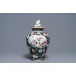 A Chinese famille rose 'rooster' baluster jar and cover, Yongzheng