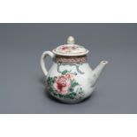 A Chinese famille rose teapot and cover with fine floral design, Yongzheng