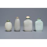 Four Chinese white and celadon jade snuff bottles, 19/20th C.