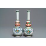 A pair of Chinese famille verte double gourd vases, Kangxi