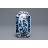 A Dutch Delft blue and white brush back, 18th C.