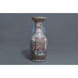 A large Chinese famille rose vase with court scenes, 19th C.