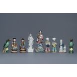 A varied collection of Chinese famille rose, blue, white & blanc de Chine figures, 18th C. and later