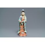 A Chinese famille rose figure of a standing Guanyin, Qianlong