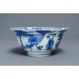 A Chinese blue and white klapmuts bowl, Chenghua mark, Kangxi