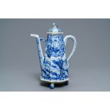 A rare Chinese blue and white 'Europa and the bull' coffee pot, Kangxi