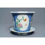 A Chinese famille rose floral jardinire on stand, Guangxu mark, Republic, 20th C.