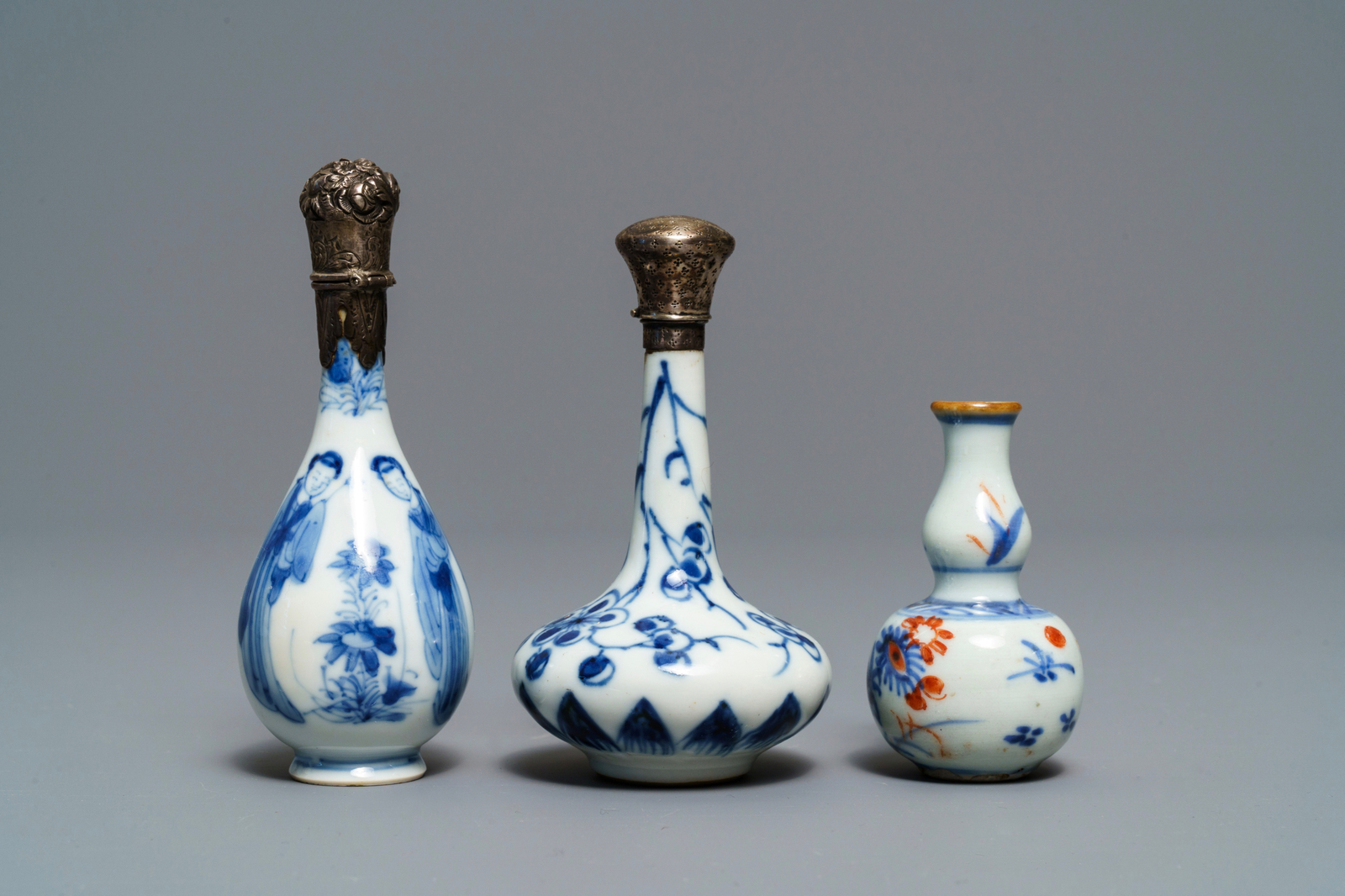 Nine Chinese blue & white miniature vases, 'Amsterdams bont' teapot and a milk jug, Kangxi & later - Image 3 of 15