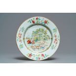 A Chinese famille rose 'shepherds' plate, Qianlong