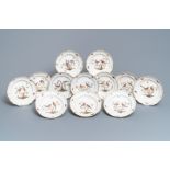 Twelve polychrome Ludwigsburg porcelain ornithological plates, Germany, 2nd half 18th C.