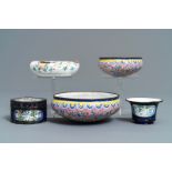 A collection of various Chinese Canton enamel wares, 18/19th C.