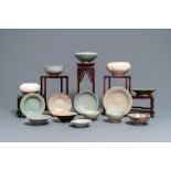 A collection of 15 Chinese celadon- and cream-glazed wares, Song and later