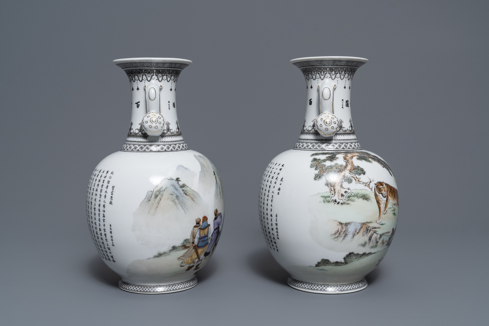 Two fine Chinese ruyi-handled vases, 2nd half 20th C. - Image 2 of 6