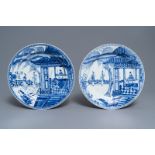 Two Chinese blue and white 'Romance of the Western chamber' dishes, Yongzheng