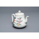 A Chinese famille rose teapot and cover with floral design, Yongzheng