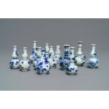 Fifteen Chinese blue and white miniature vases, Kangxi