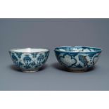 Two blue and white Persian pottery bowls, Safavid, 17/18th C.