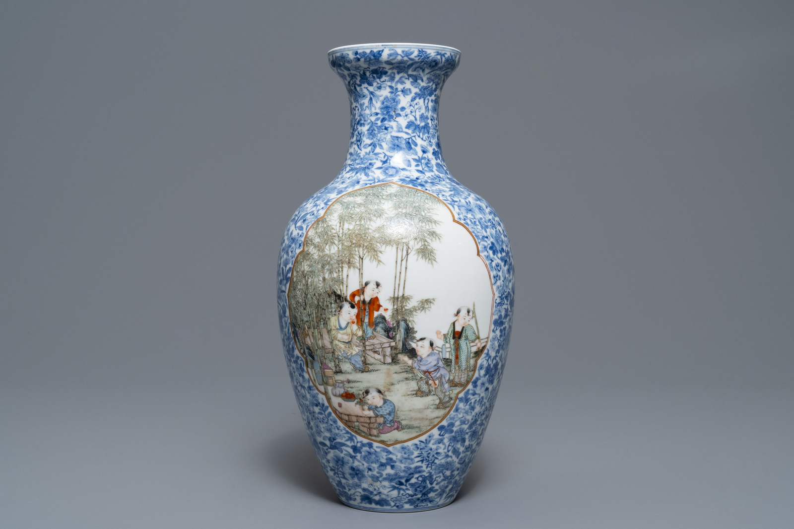 A Chinese famille rose vase, Qianlong mark, Republic, 20th C.