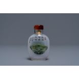 A Chinese reverse-painted glass snuff bottle with antiquities design, 20th C.