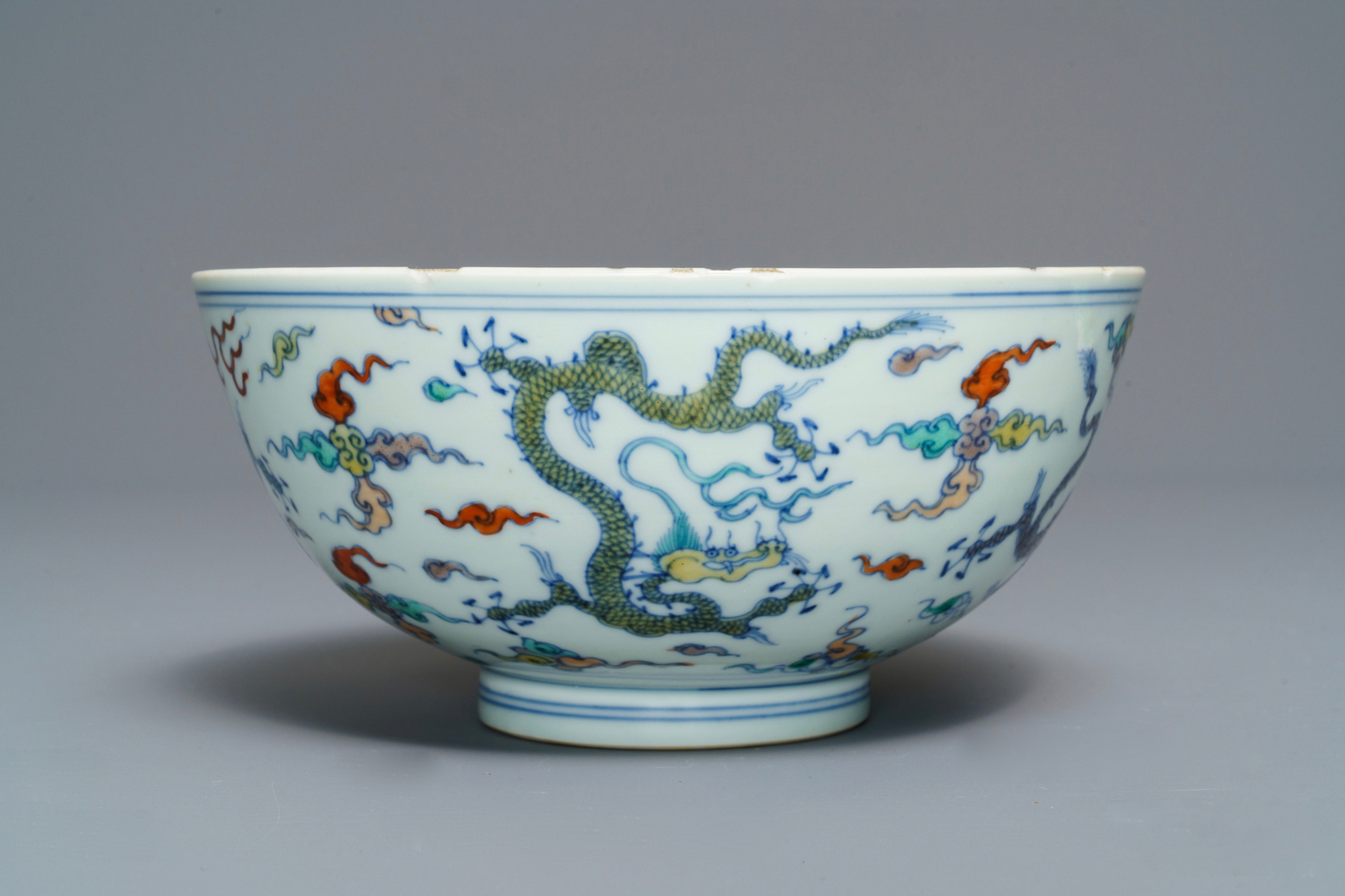 A Chinese doucai 'dragon' bowl, Chenghua mark, Kangxi - Image 4 of 7