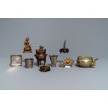 A collection of Chinese and Asian metalware, incl. paktong, silver and gilt bronze, 17th C. & later