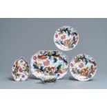 Five pieces of Chinese famille rose 'pseudo tobacco leaf' wares, Qianlong