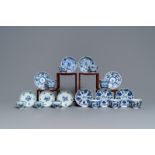 Ten Chinese blue and white cups and saucers, 18/19th C.