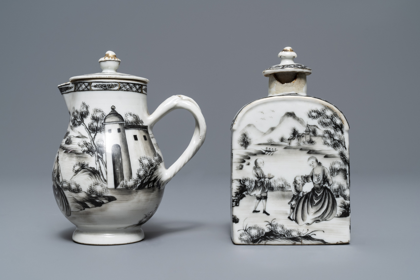 An 11-piece Chinese 'European subject' tea service, Qianlong - Image 10 of 16