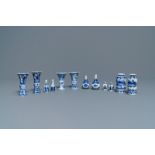 Six pairs of small Chinese blue and white vases, Kangxi