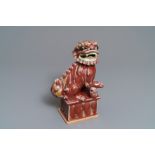 A Chinese sang de boeuf model of a Buddhist lion, 19th C.