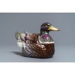 A Meissen porcelain 'duck' tureen and cover, Germany, 18th C.