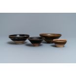 Four Chinese brown- and black-glazed bowls, Song and Yuan