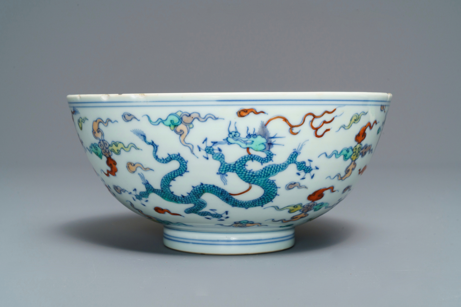 A Chinese doucai 'dragon' bowl, Chenghua mark, Kangxi - Image 3 of 7