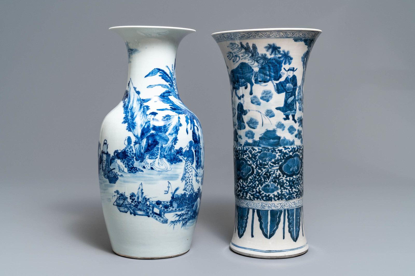 Two Chinese blue and white vases, 19th C.